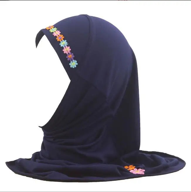Kids Girls Hijab - Flower Pattern Scarf