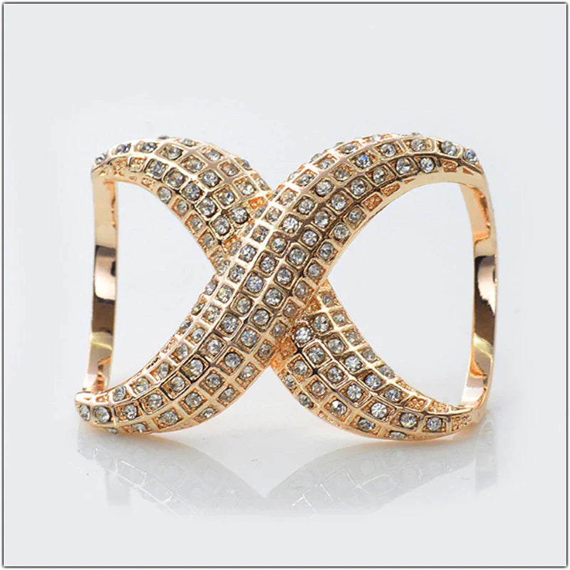 Rhinestone Scarf Buckle - Crystal Ring Clip