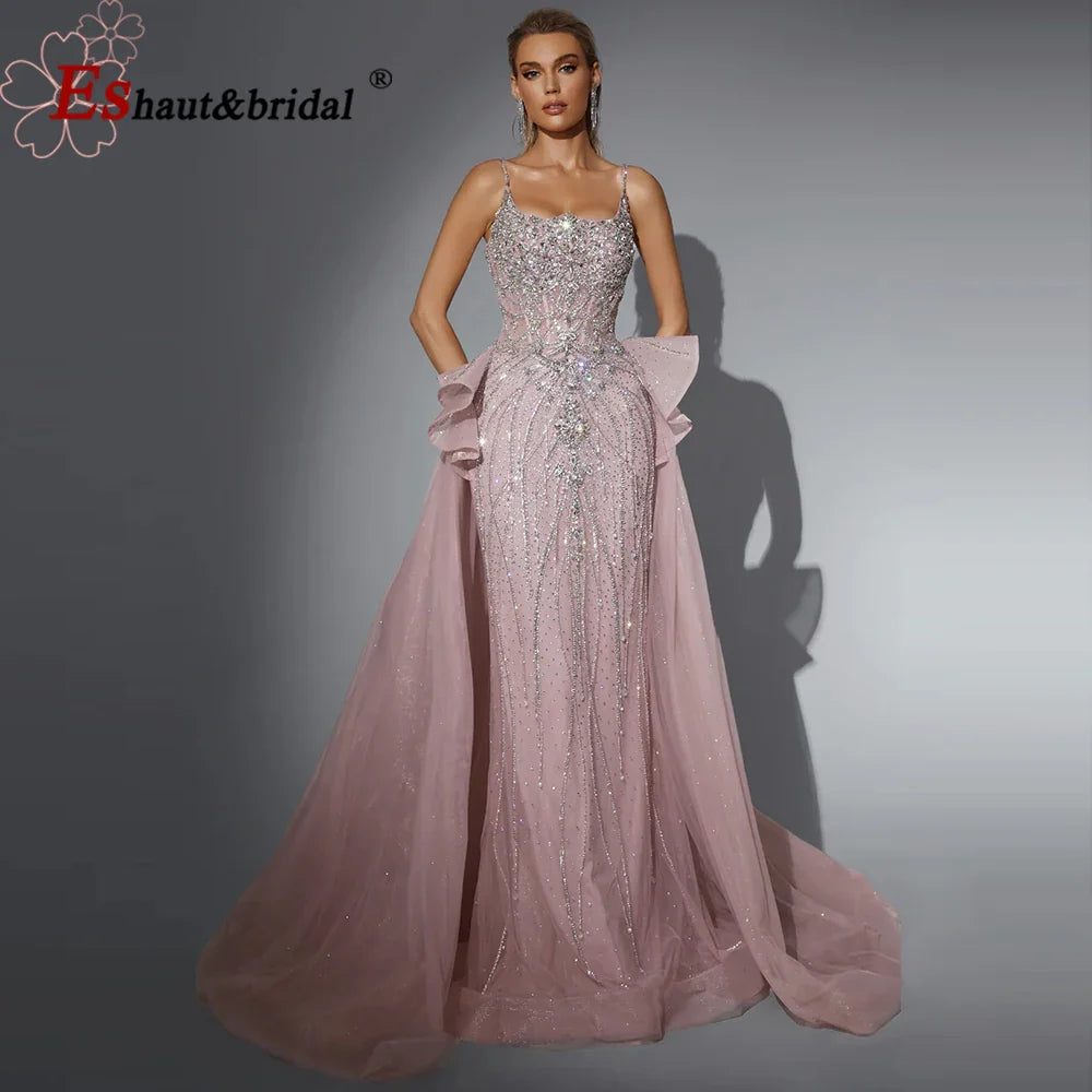 Beaded Mermaid Evening Dress - Detachable Skirt