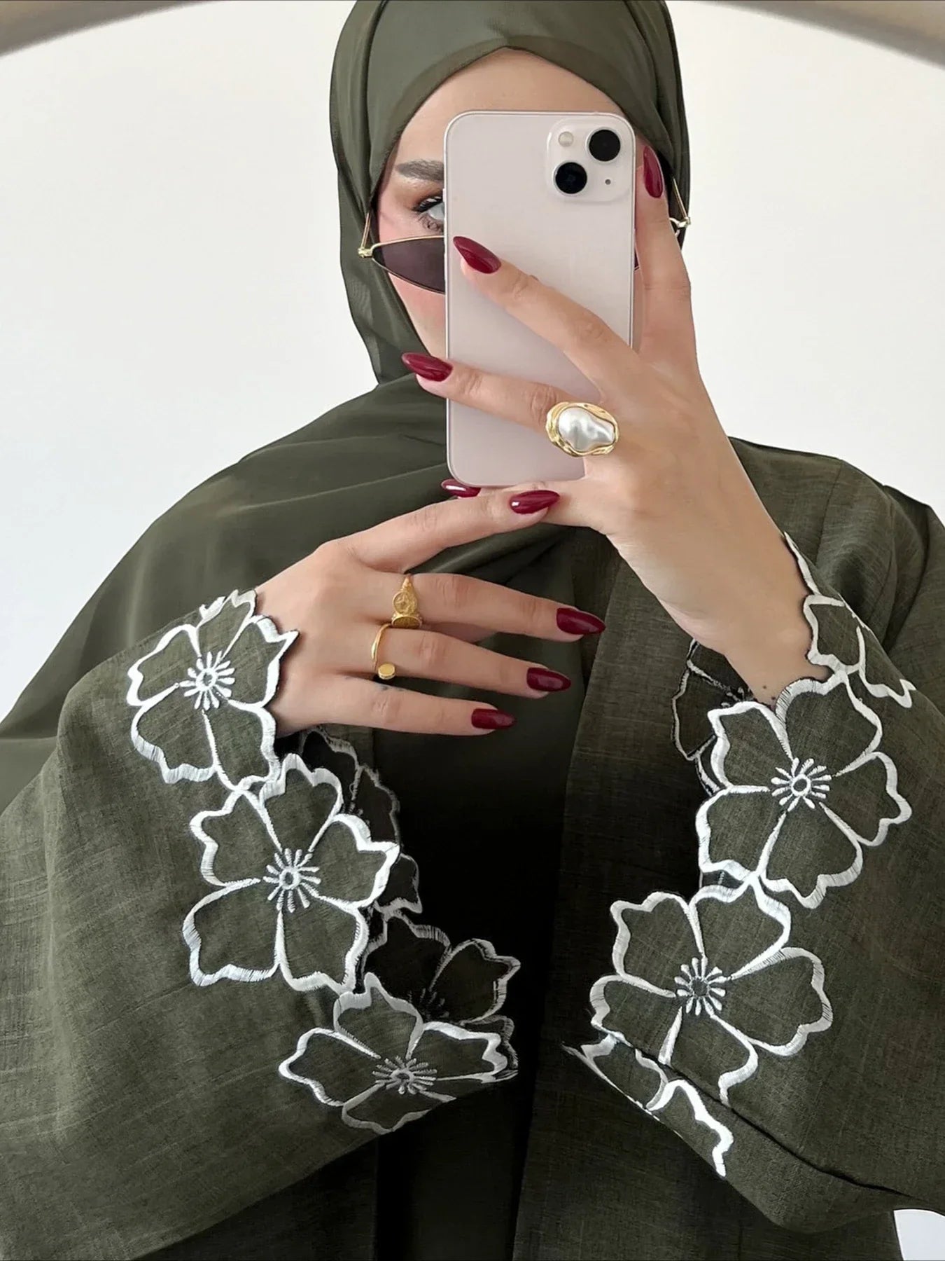 Embroidered Abaya - 2 Piece Modest Dress Set
