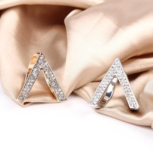 V-Shape Scarf Clip - Rhinestone Brooch