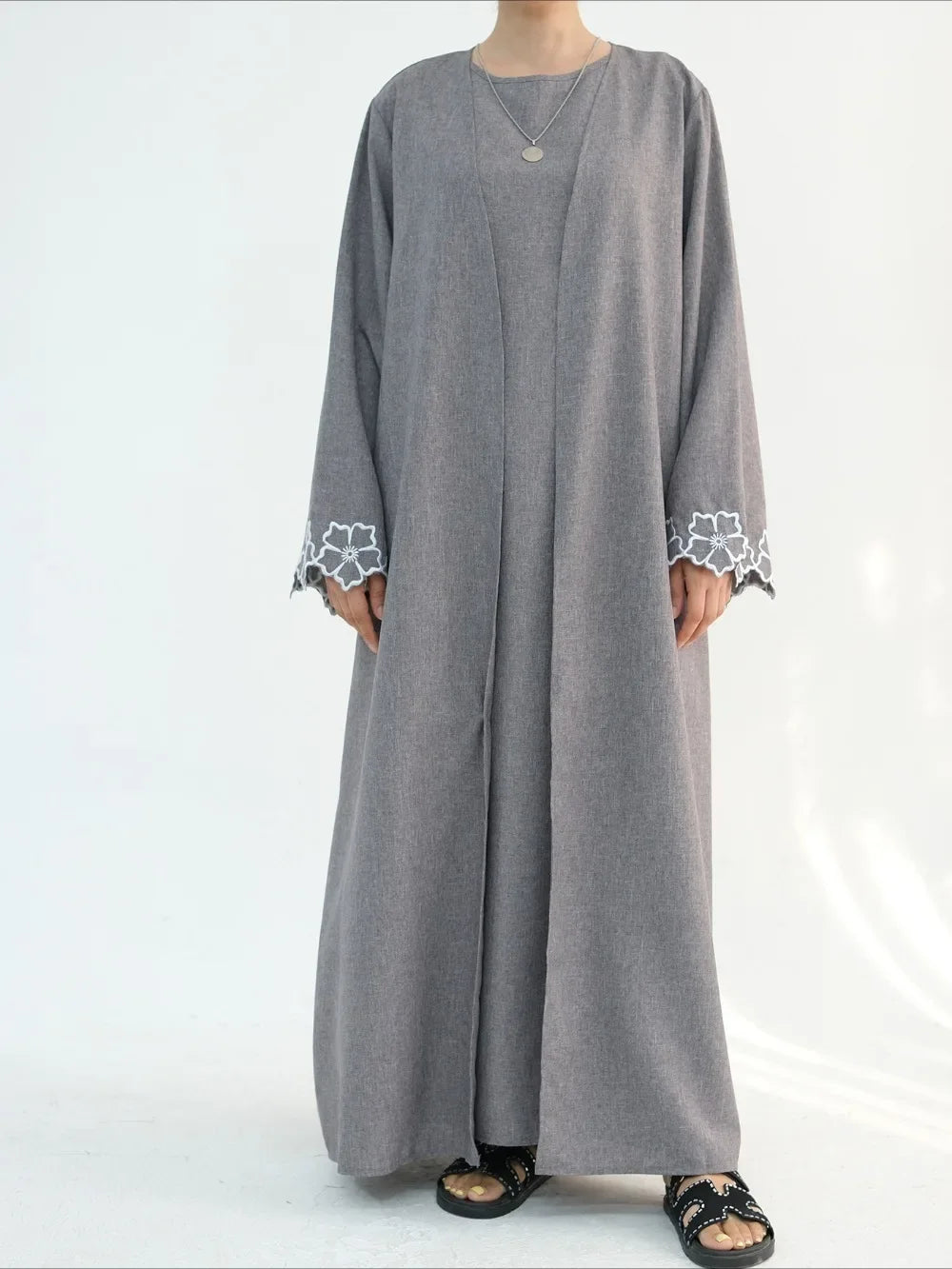 Embroidered Abaya - 2 Piece Modest Dress Set