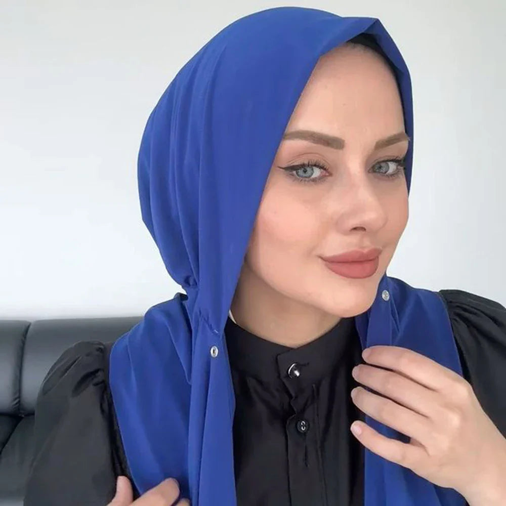 Instant Hijab with Button - Full Cover Turban