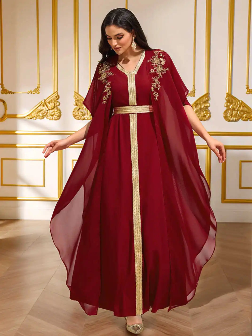 Embroidered Abaya Dress - Modest Maxi Kaftan