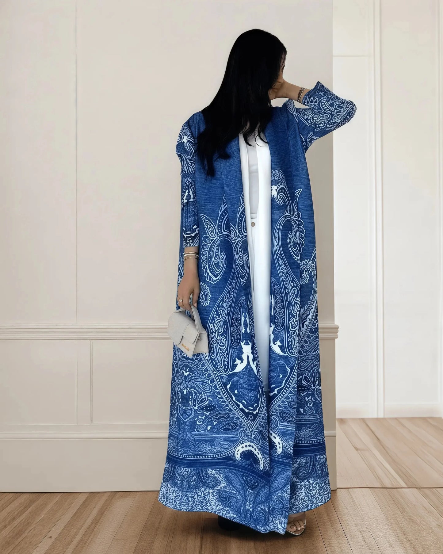 Vintage Print Abaya - Flowy Kimono Cardigan