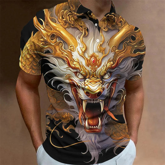 Men's Dragon 3D Print Polo Shirt