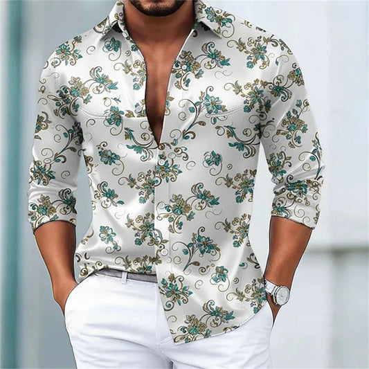 3D Flower Print Men's Shirt