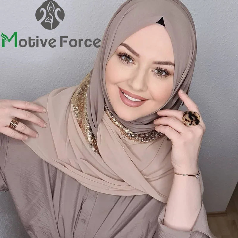 Sequin Chiffon Hijab - Party Turban Scarf