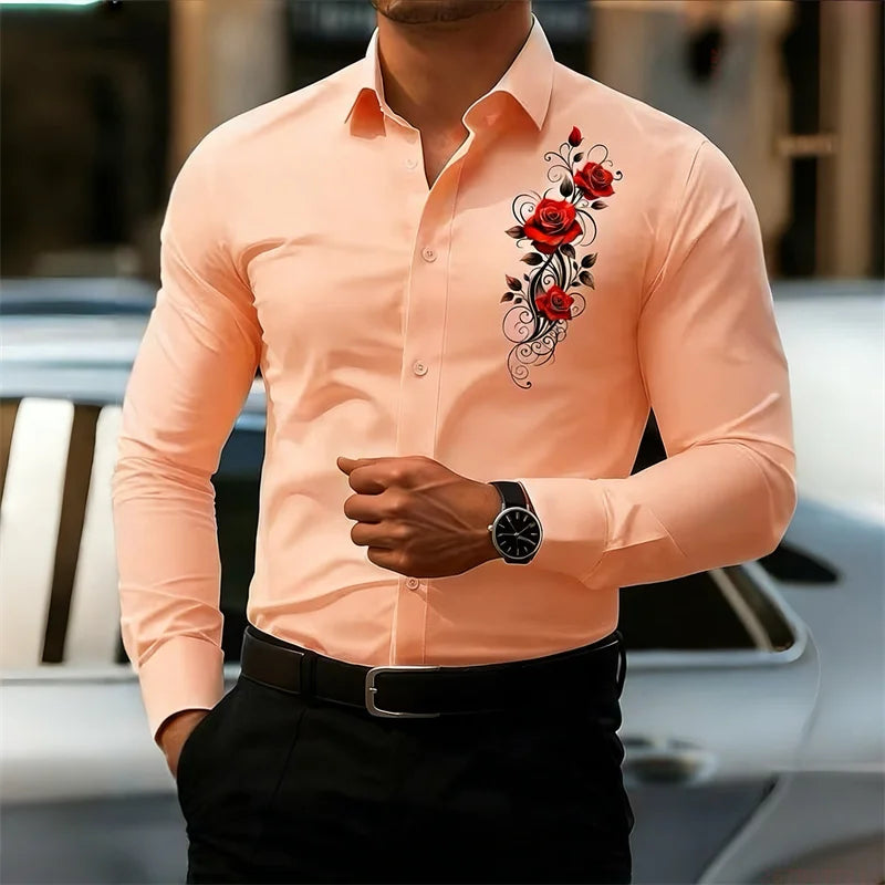 Vintage Rose Print Shirt - Long Sleeve