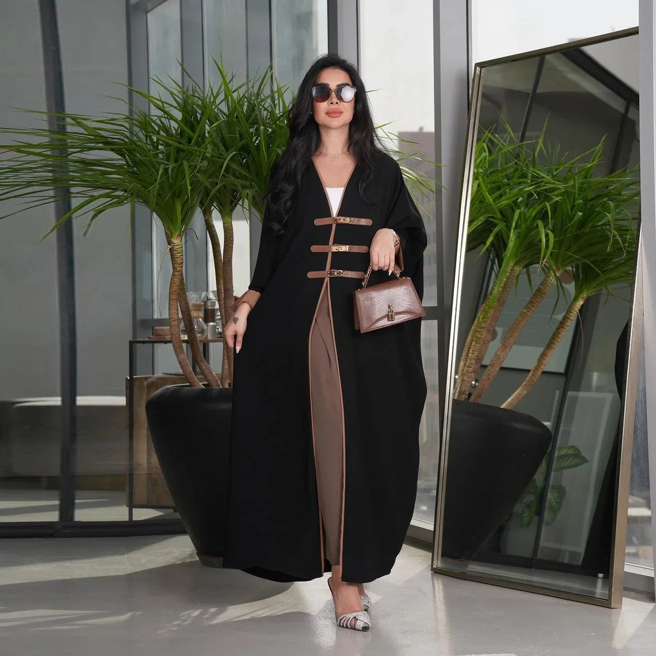 Leather Buckle Kimono Abaya - Ramadan Robe