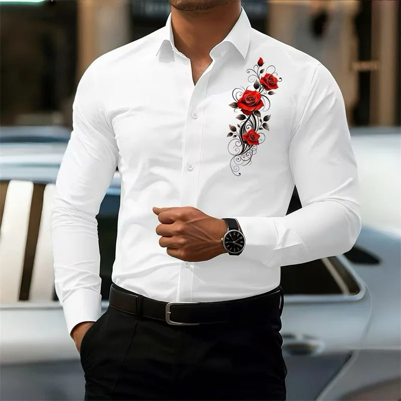 Vintage Rose Print Shirt - Long Sleeve
