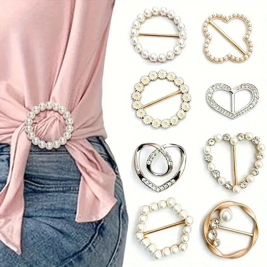 Pearl Rhinestone Brooch - Minimalist Pin