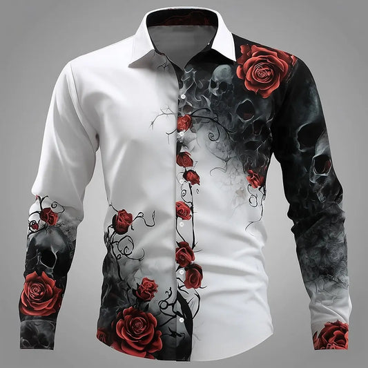 Men's Floral Print Rose Flowers Shirt