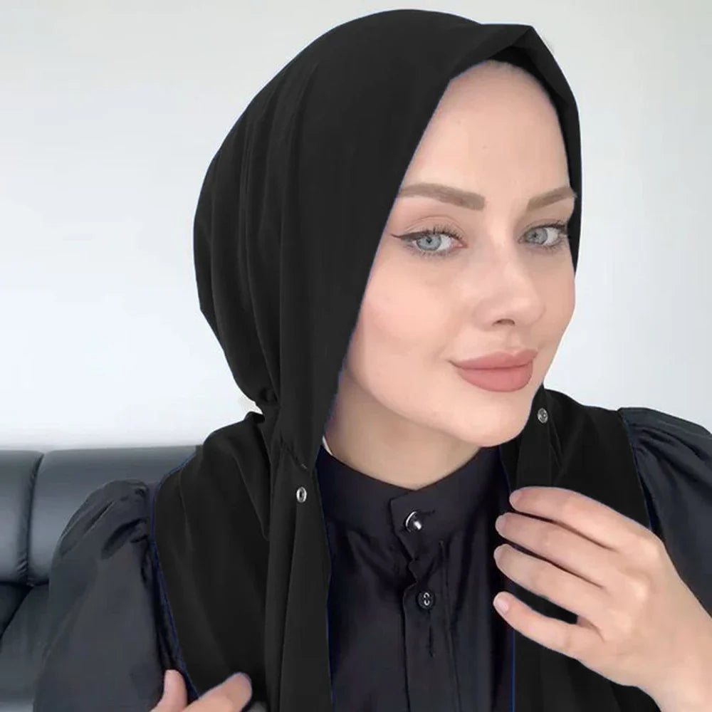 Instant Hijab with Button - Full Cover Turban