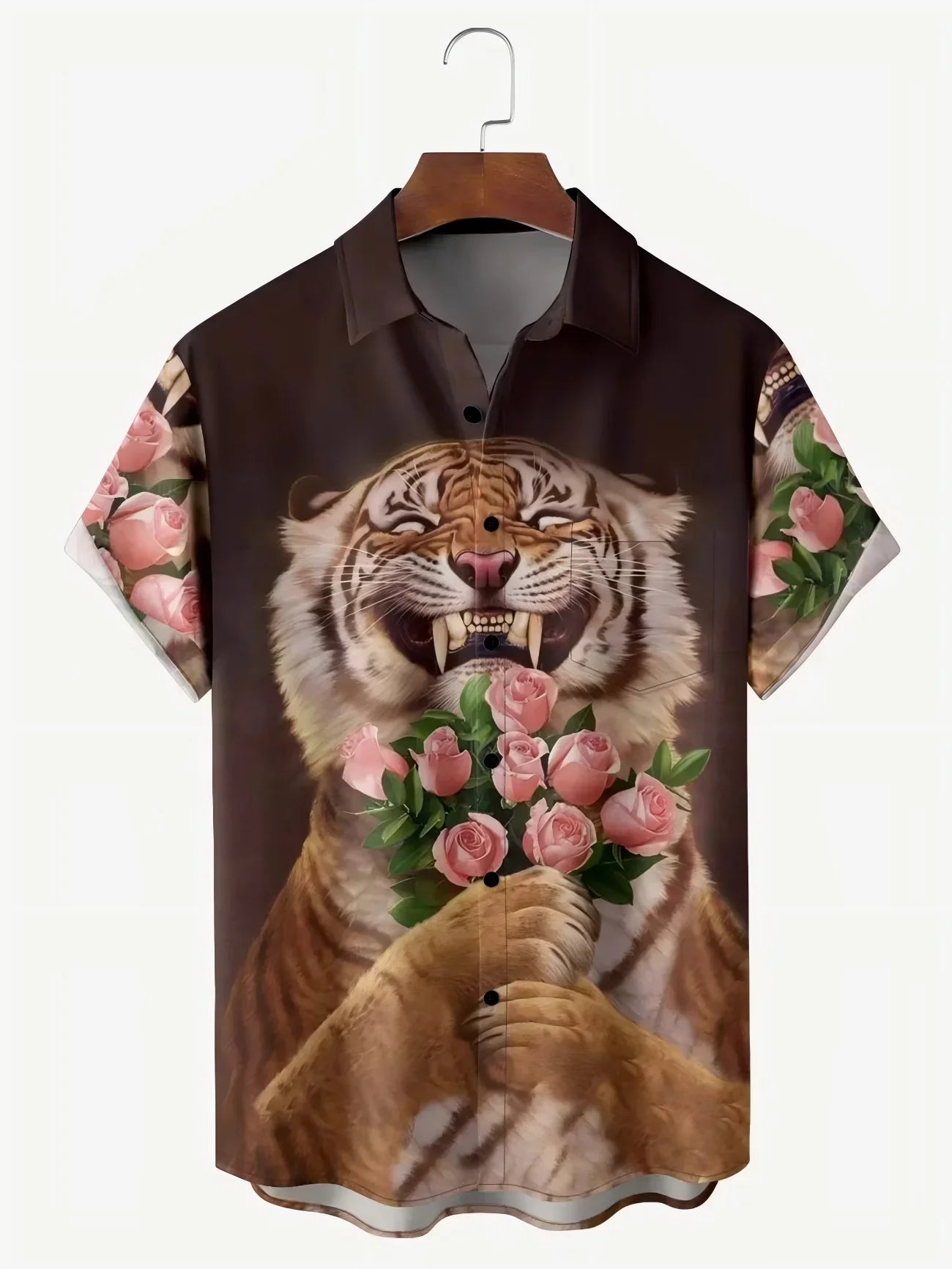Men's Tiger Print Casual Shirt | Short Sleeve