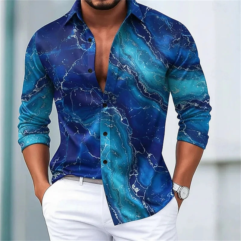 3D Flower Print Men's Shirt