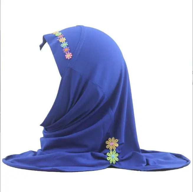 Kids Girls Hijab - Flower Pattern Scarf