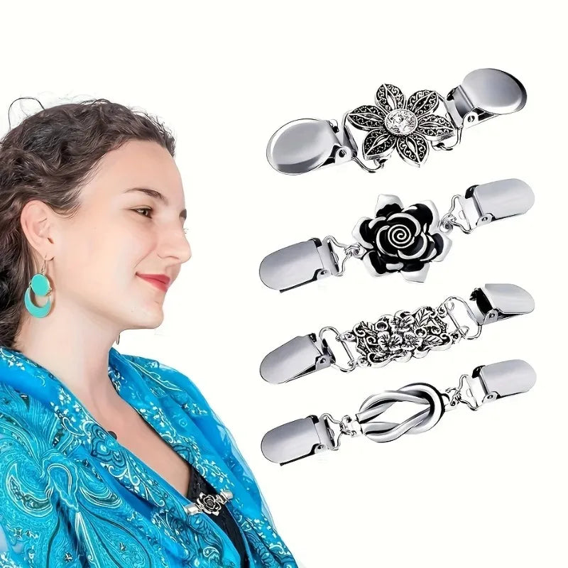 Retro Cardigan Pin - Metal Shawl Clip