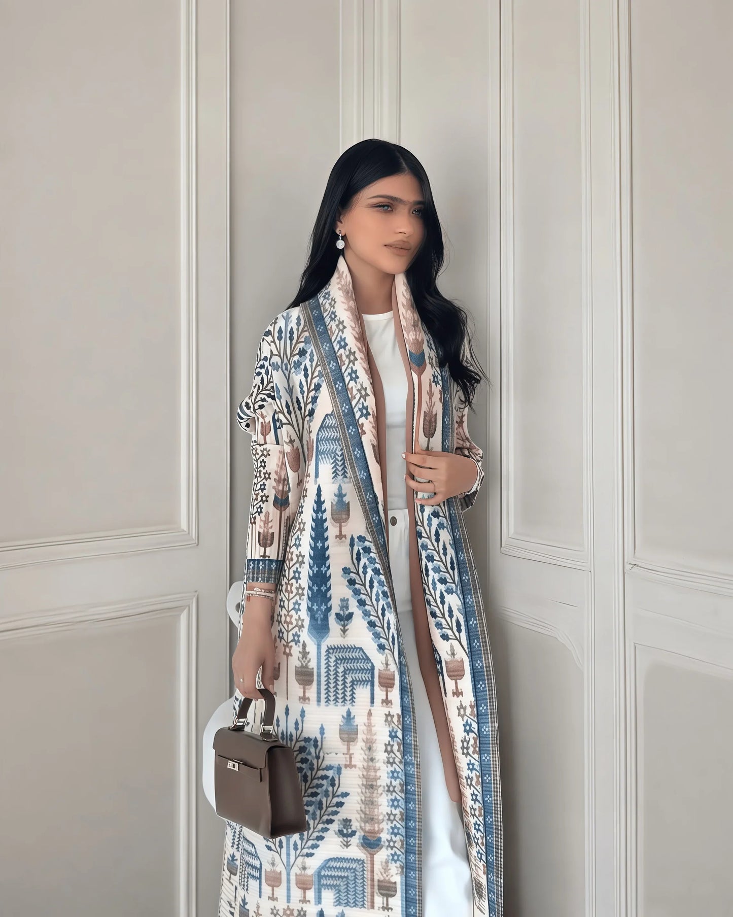 Vintage Print Abaya - Flowy Kimono Cardigan