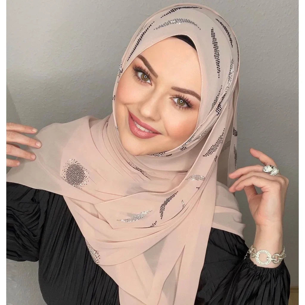Sequin Chiffon Hijab - Party Turban Scarf