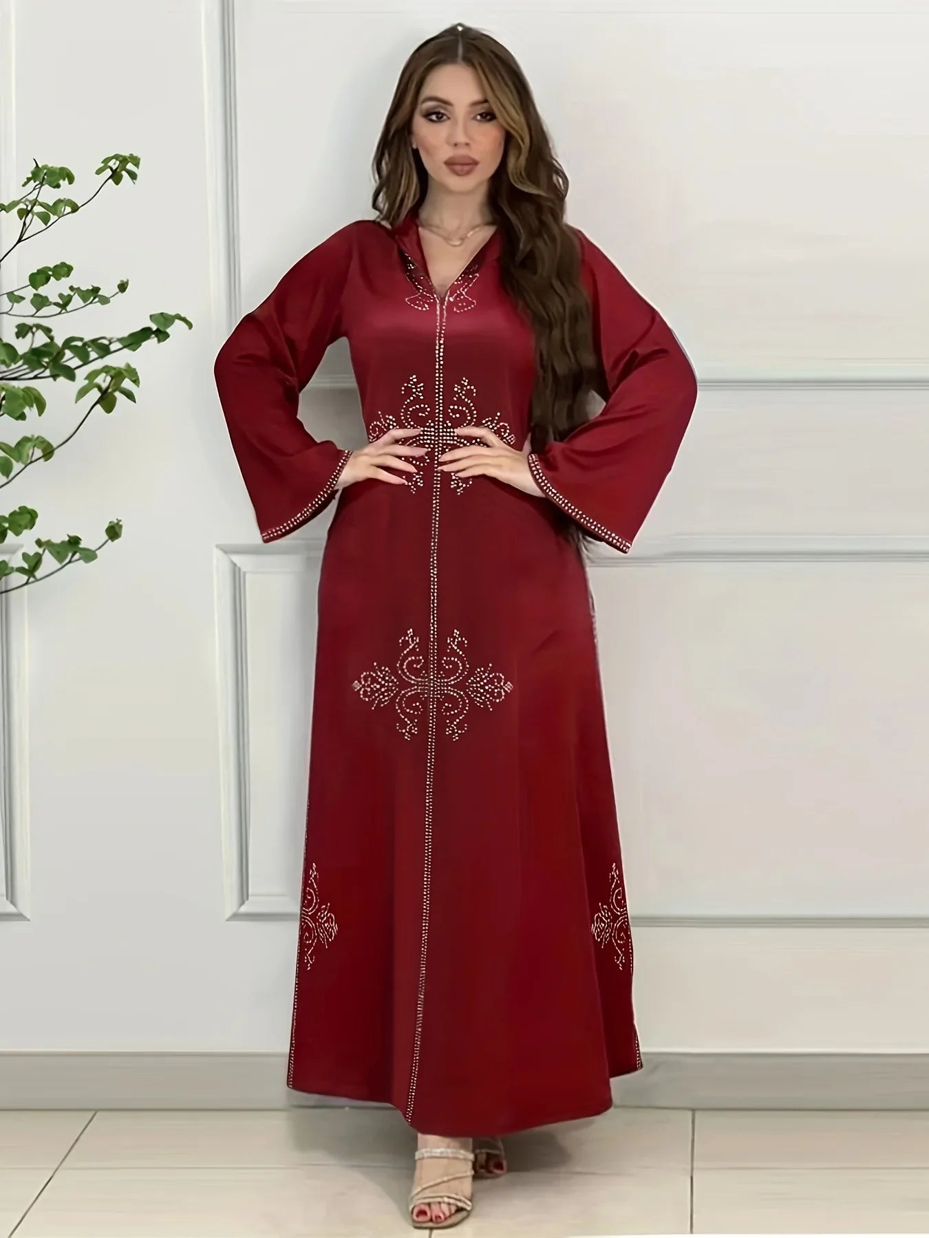 Diamond Hooded Abaya - Kaftan Dress