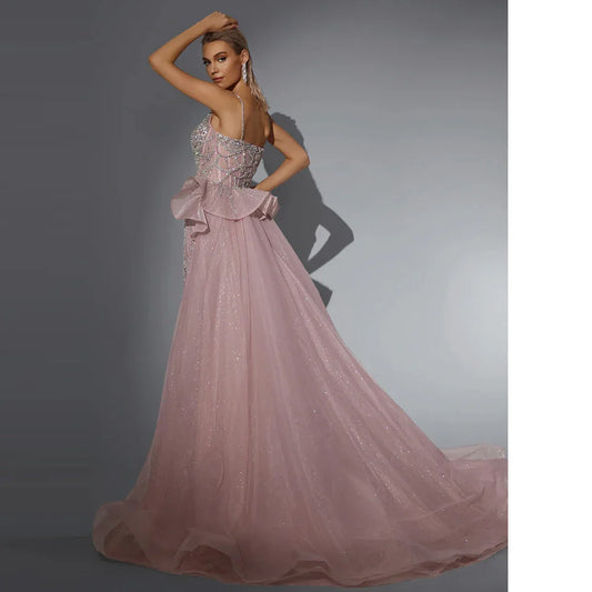 Beaded Mermaid Evening Dress - Detachable Skirt