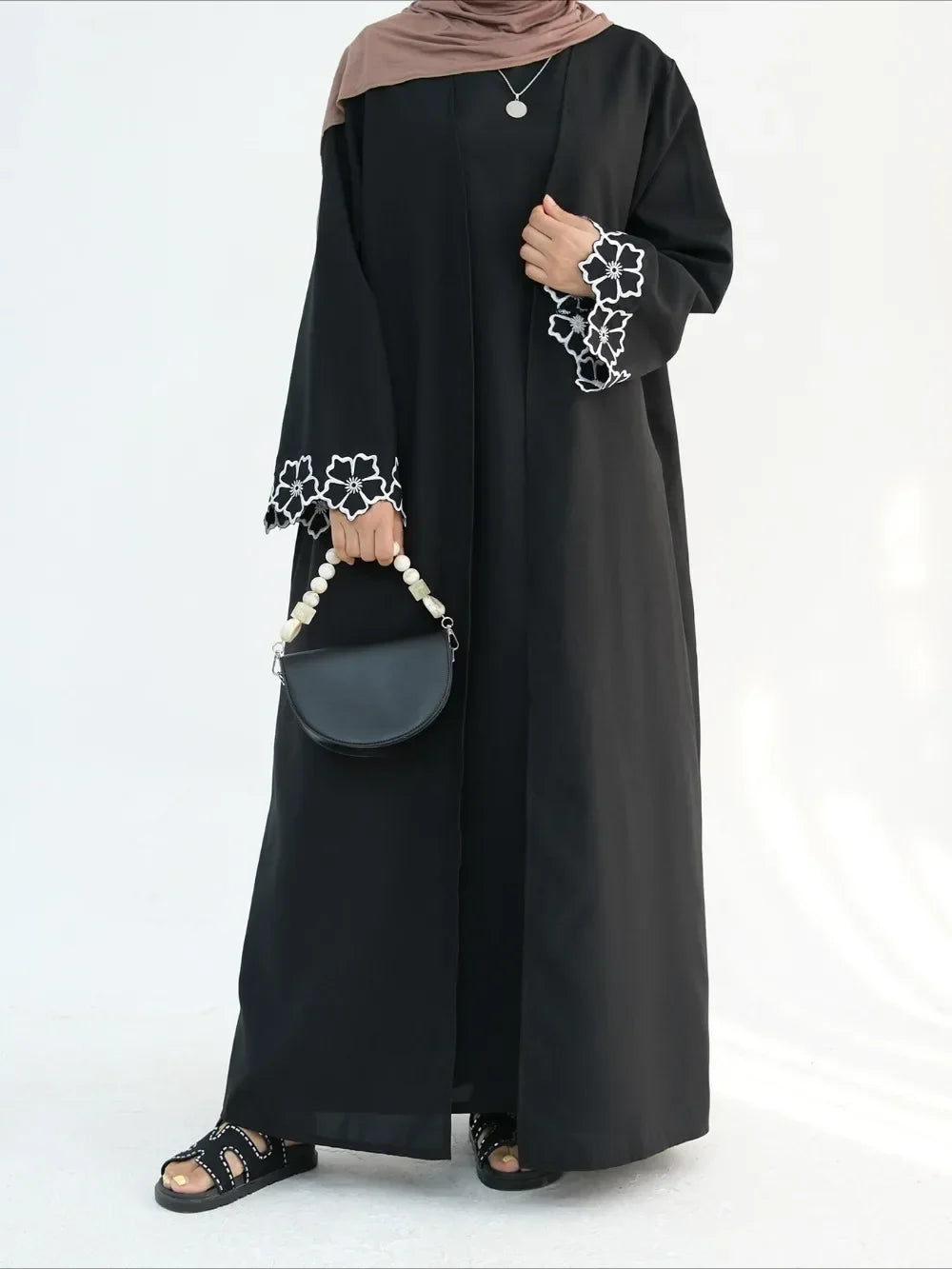 Embroidered Abaya - 2 Piece Modest Dress Set