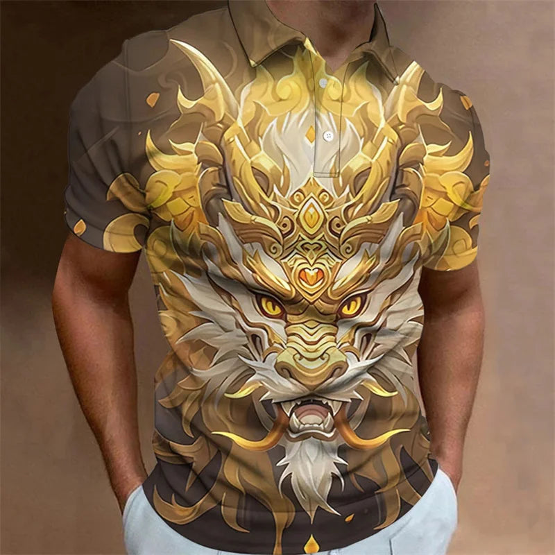 Men's Dragon 3D Print Polo Shirt