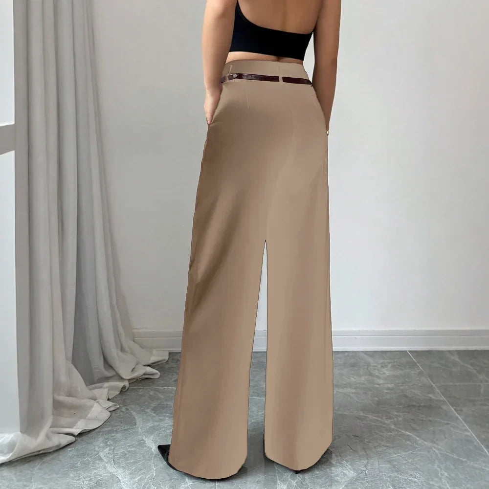 Pants Summer Korean Comfortable Plain Full Length Wide Leg Vacation Pants For Women