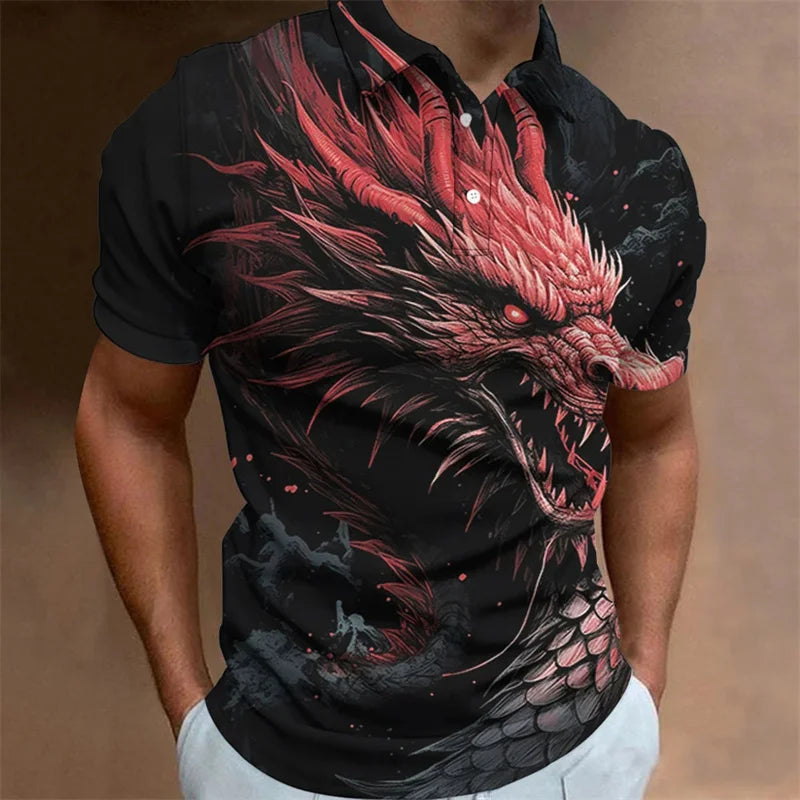 Men's Dragon 3D Print Polo Shirt