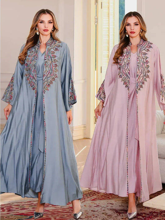 Embroidered Abaya Dress - 2 Piece Emarathi Kaftan
