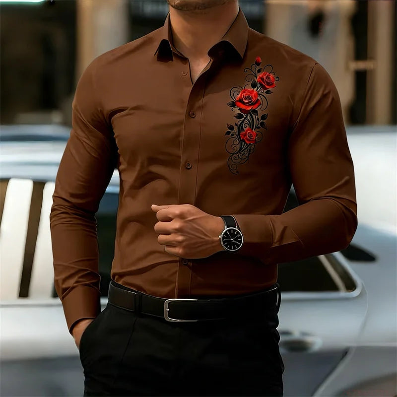 Vintage Rose Print Shirt - Long Sleeve