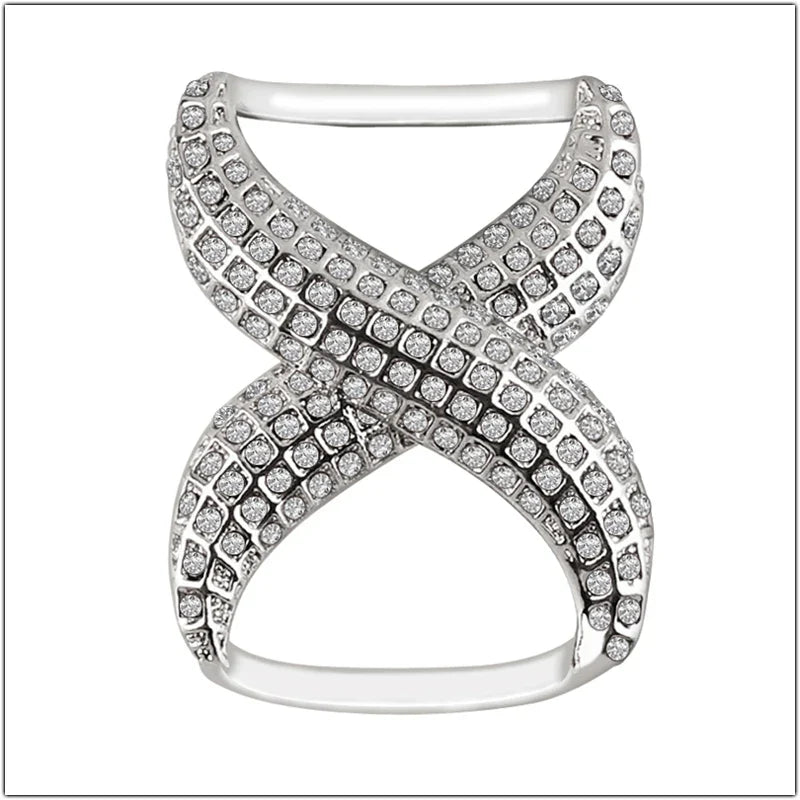 Rhinestone Scarf Buckle - Crystal Ring Clip