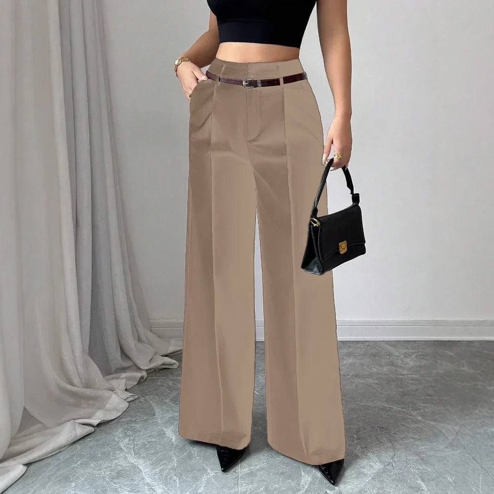 Pants Summer Korean Comfortable Plain Full Length Wide Leg Vacation Pants For Women