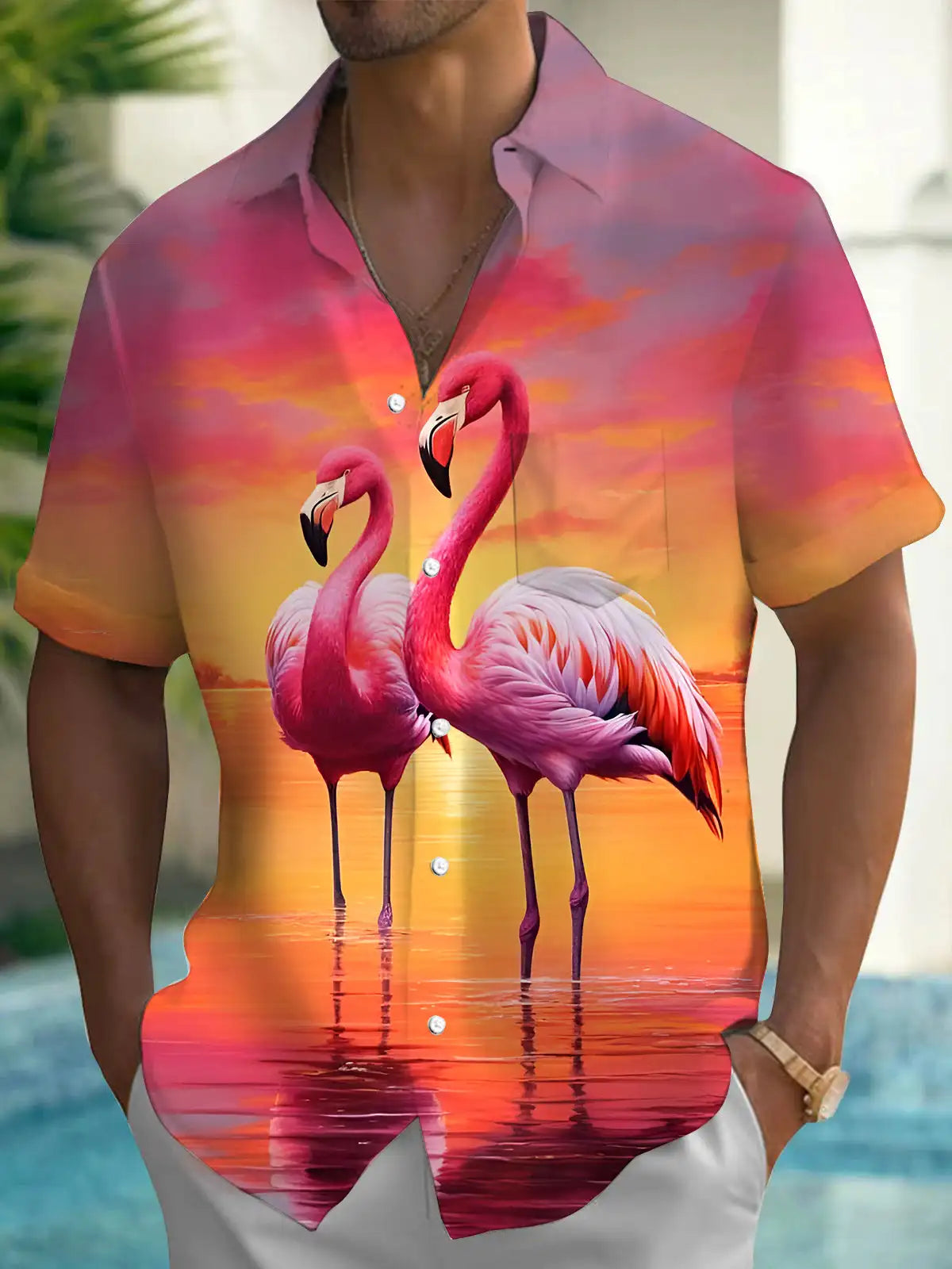 Men's Hawaii Beach Print Shirt | Short Sleeve