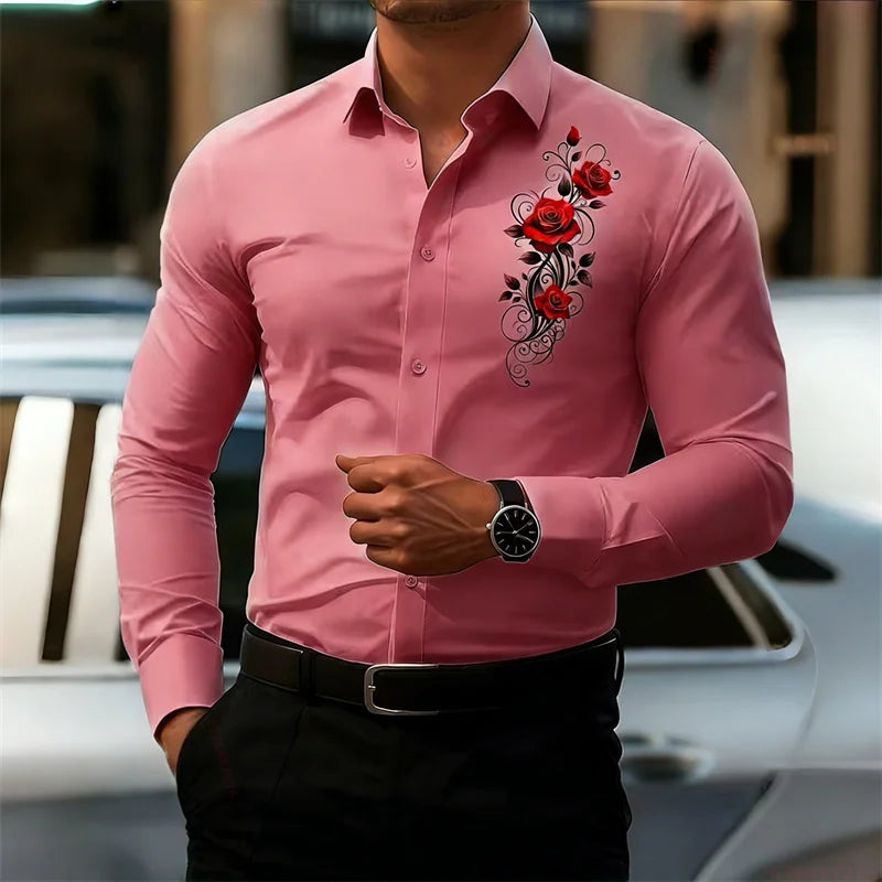 Vintage Rose Print Shirt - Long Sleeve