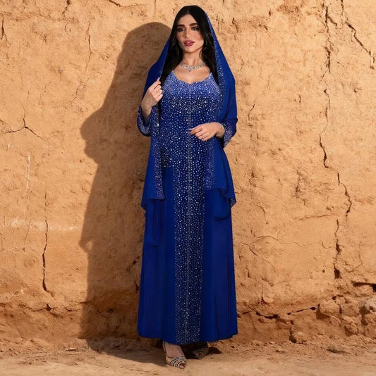 Diamond Hijab Party Dress - 2 Piece Abaya Set