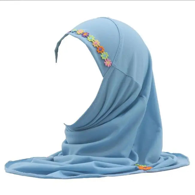 Kids Girls Hijab - Flower Pattern Scarf