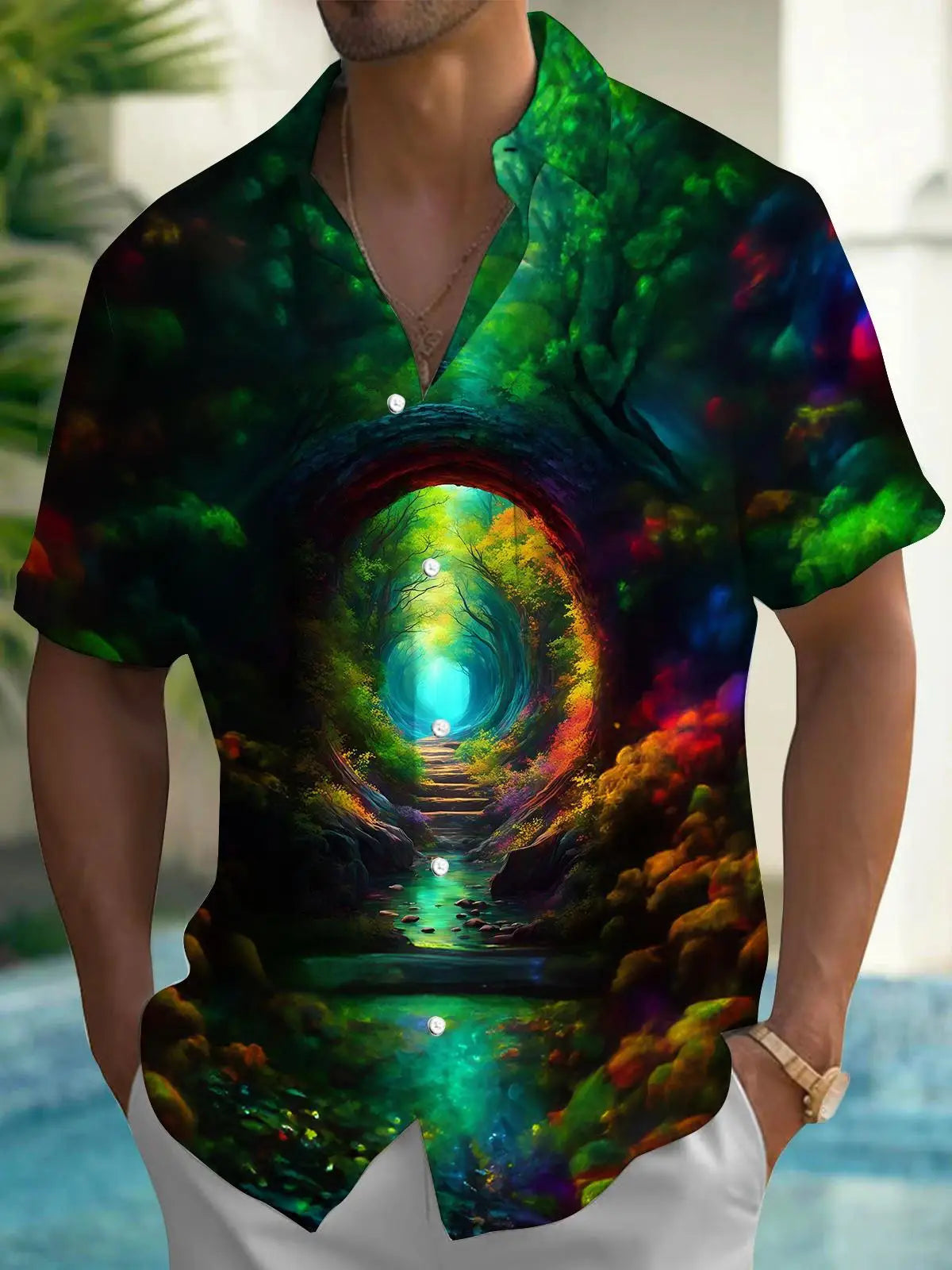 Men's Hawaii Beach Print Shirt | Short Sleeve