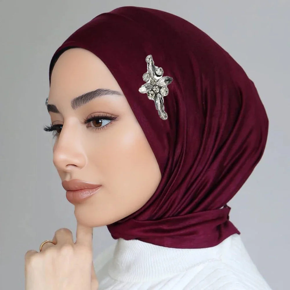 Crystal Flower Instant Hijab - Jersey Scarf