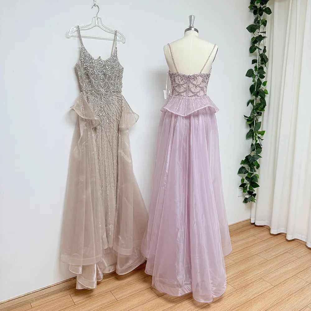 Beaded Mermaid Evening Dress - Detachable Skirt
