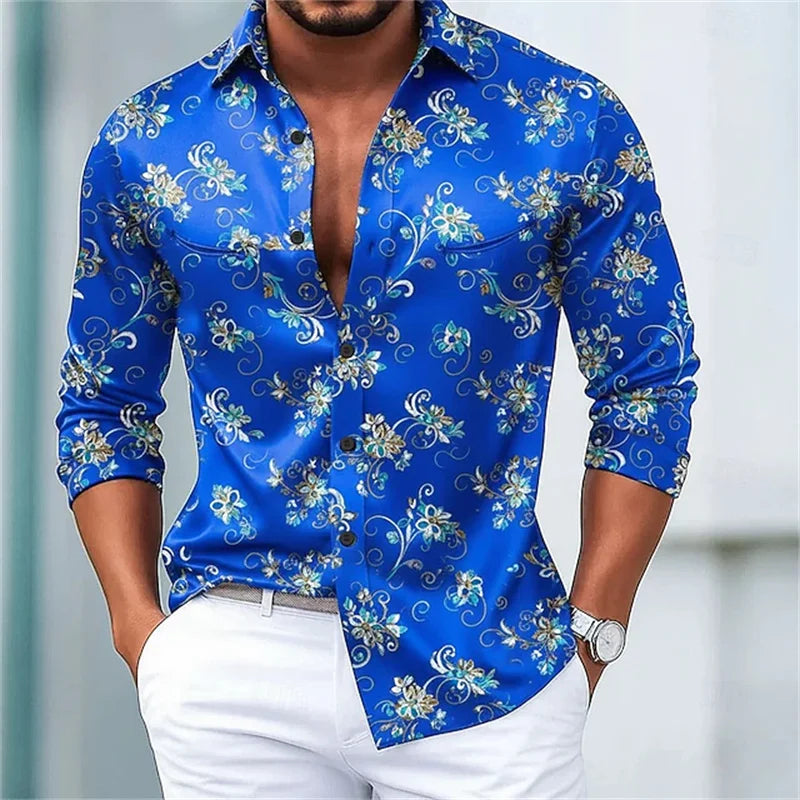 3D Flower Print Men's Shirt