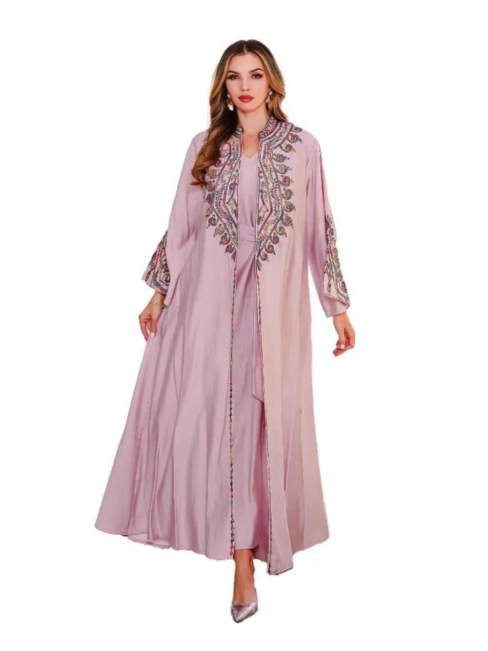 Embroidered Abaya Dress - 2 Piece Emarathi Kaftan