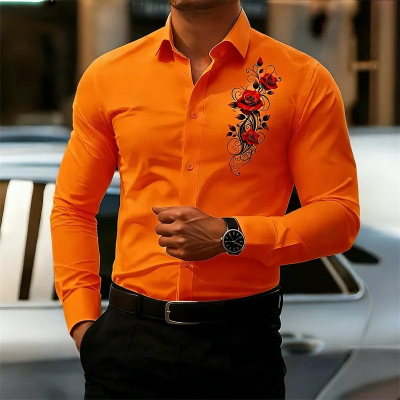 Vintage Rose Print Shirt - Long Sleeve