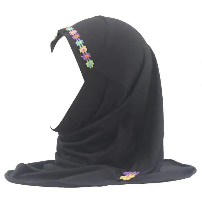 Kids Girls Hijab - Flower Pattern Scarf