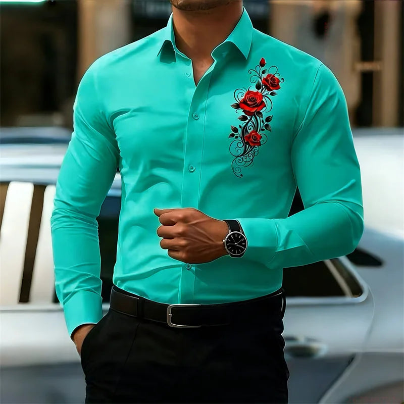 Vintage Rose Print Shirt - Long Sleeve