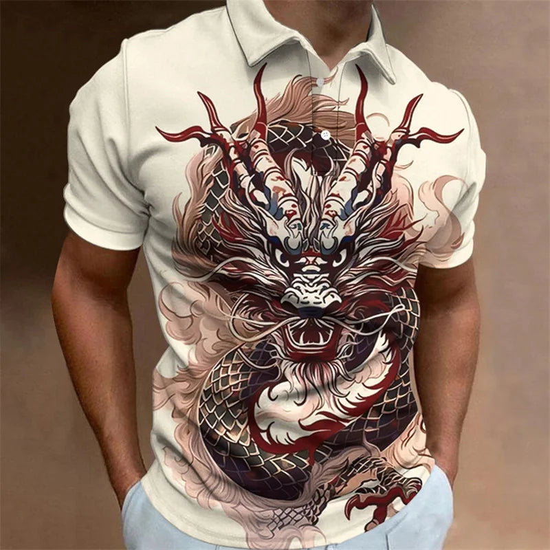 Men's Dragon 3D Print Polo Shirt