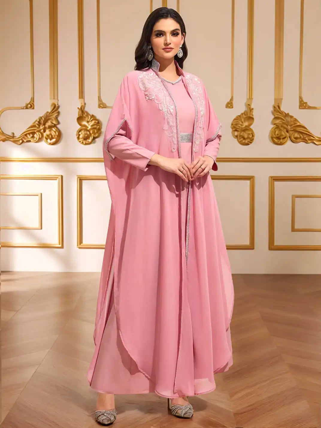 Embroidered Abaya Dress - Modest Maxi Kaftan