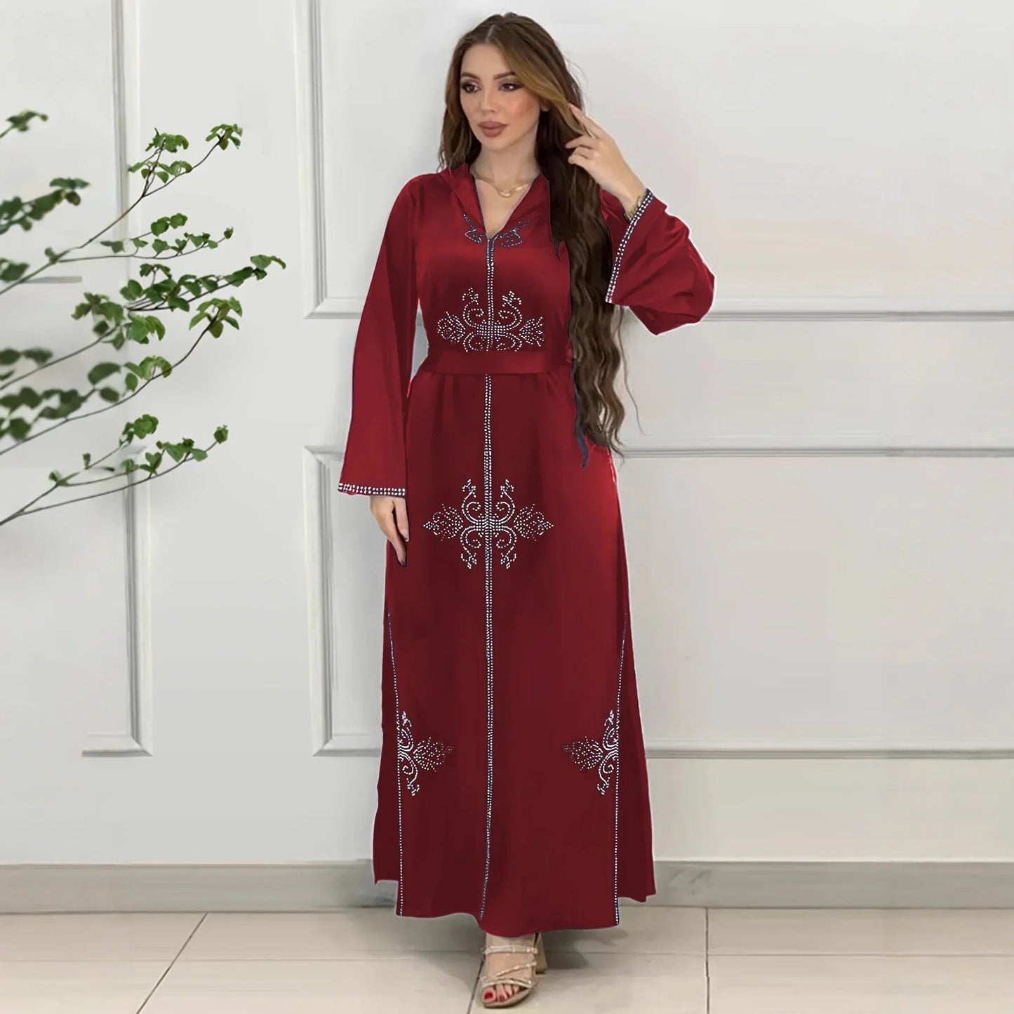 Diamond Hooded Abaya - Kaftan Dress