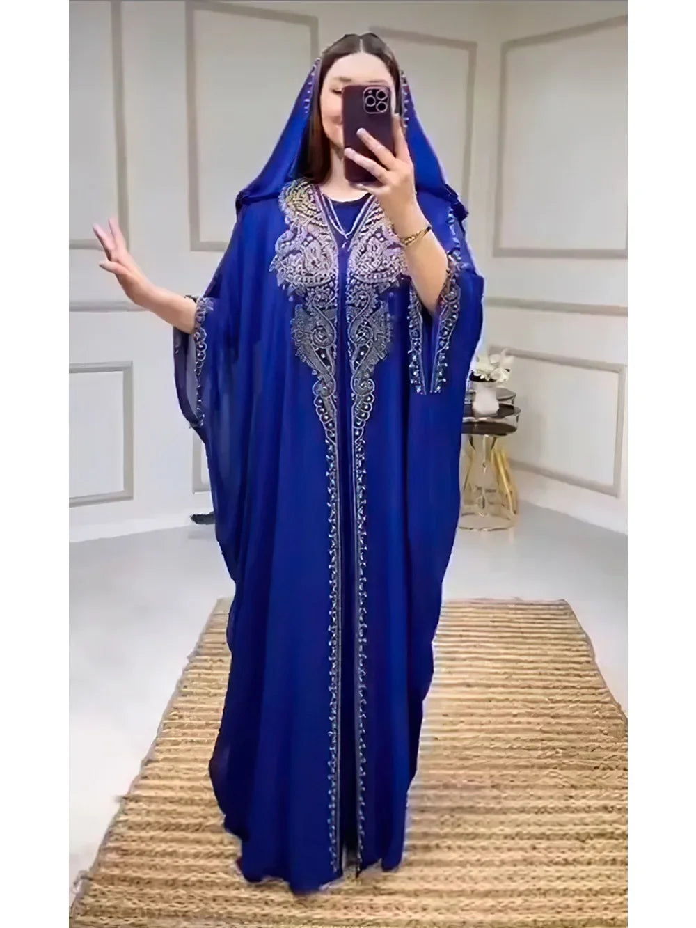 Diamond Hooded Abaya - 2 Piece Morocco Set